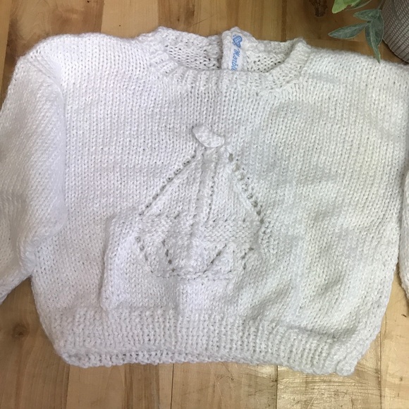 SOLD Hand Knit 18M Nautical Sailboat Sweater - Picture 2 of 5
